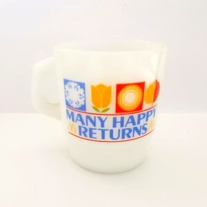 Vintage 1982 Anchor Hocking Milk Glass McDonald's Coffee Mug USA